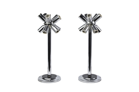 Pair 1970's Mid-Century Modernist Atomic Sputnik Table Lamps