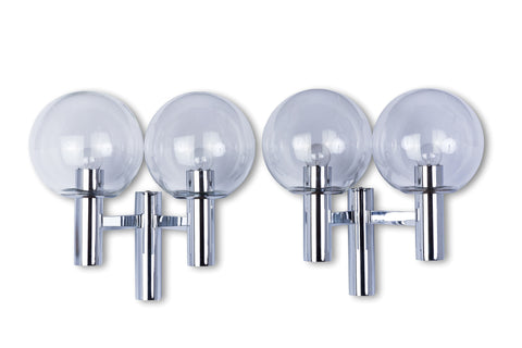 Pair Of Chrome And Glass Wall Sconces by OTT International