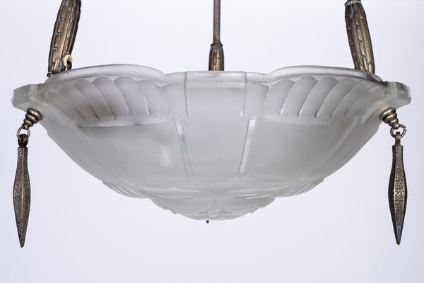 Exceptional 1920's French Art Deco Chandelier By Ernest Sabino